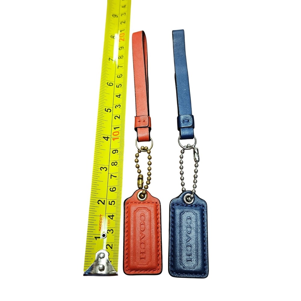 COACH Lot of 2 Leather Hangtags & Wristlet Straps Blue Red Replacement Charms - Picture 5 of 5